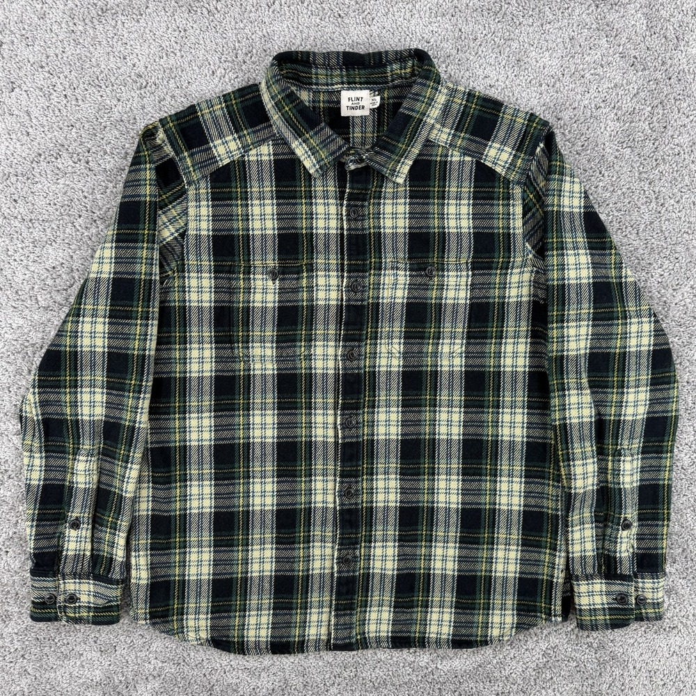 Flint And Tinder Crossback Workshirt Mens XL Plaid Flannel Heavyweight Huckberry